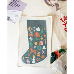 Unwind Studio Folk Christmas Stocking - Green Needlepoint Kit