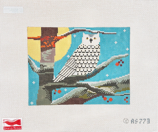 Birds of a Feather Amy Schimler-Safford Winter Owl Needlepoint Canvas