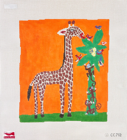 Birds of a Feather Christopher Corr Monkeys and Giraffes Needlepoint Canvas