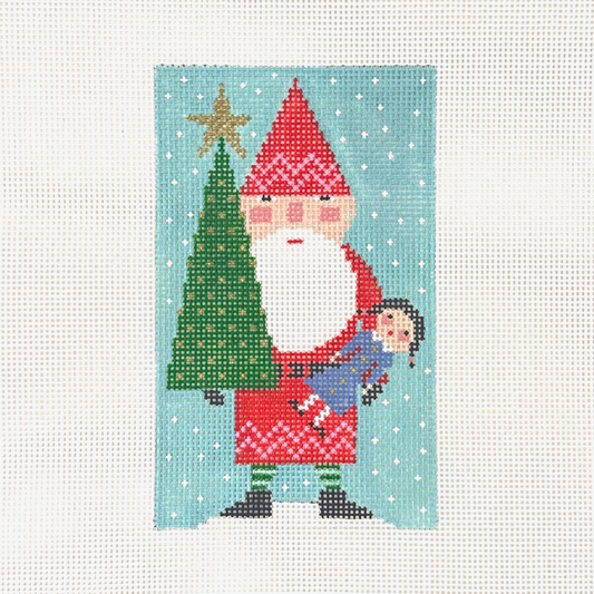 Birds of a Feather Red Santa Needlepoint Canvas