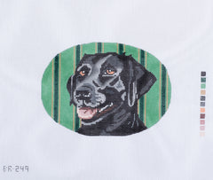 Barbara Russell Black Lab Oval Needlepoint Canvas