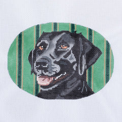 Barbara Russell Black Lab Oval Needlepoint Canvas
