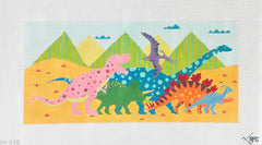 Blueberry Point Dinosaur Parade Needlepoint Canvas