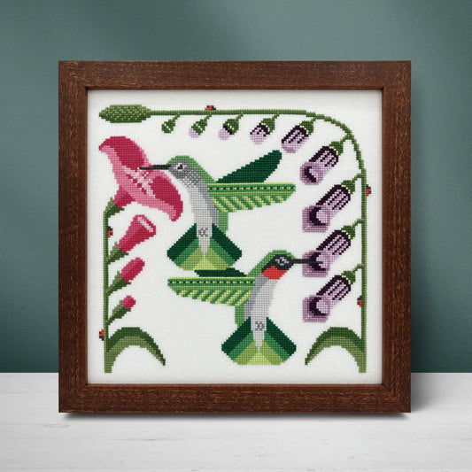 Boomerang Stitches Ruby-Throated Hummingbirds Cross Stitch Pattern