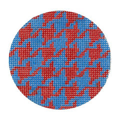 Kate Dickerson Needlepoint Collections Bright Disk Letter - Red & Bright Blue Houndstooth Needlepoint Canvas