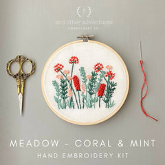 And Other Adventures Embroidery Co Meadow Embroidery Kit - Coral & Mint