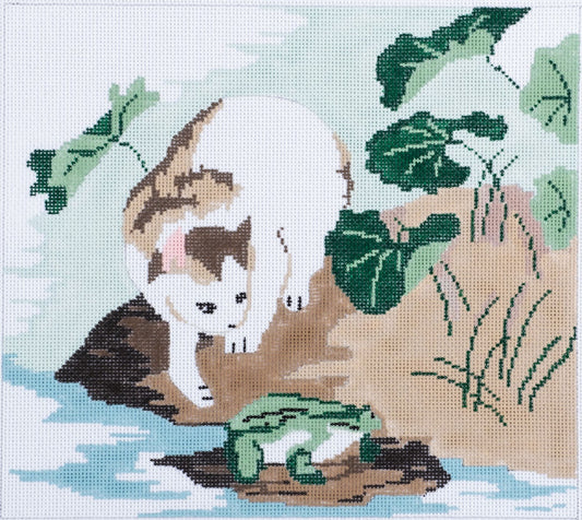 Changing Woman Designs Cat and Frog Needlepoint Canvas