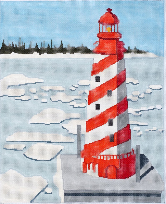 Changing Woman Designs Michigan Lighthouse Winter Needlepoint Canvas