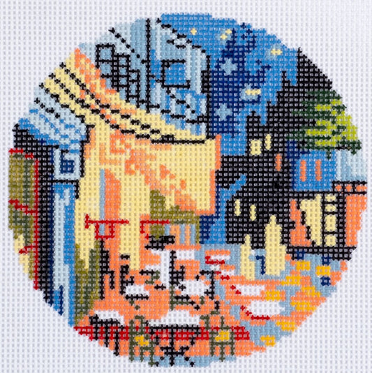 Changing Woman Designs Van Gogh Night Cafe Ornament Round Needlepoint Canvas