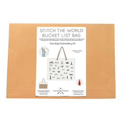 Chasing Threads Stitch The World Bucket List Tote Bag Embroidery Kit