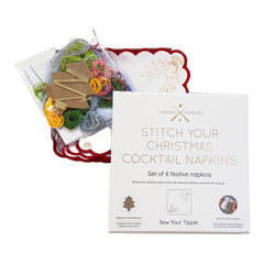 Chasing Threads Stitch Your Christmas Cocktails Napkins Festive Embroidery Kit