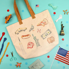 Chasing Threads Stitch Your City New York City Tote Bag Embroidery Kit