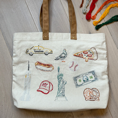 Chasing Threads Stitch Your City New York City Tote Bag Embroidery Kit