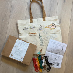 Chasing Threads Stitch Your City New York City Tote Bag Embroidery Kit