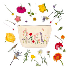 Chasing Threads Stitch Your Flowers Zip Pouch Floral Embroidery Kit