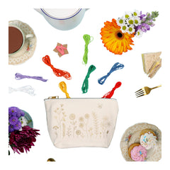 Chasing Threads Stitch Your Flowers Zip Pouch Floral Embroidery Kit