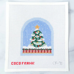 Coco Frank Christmas Tree Snow Globe Needlepoint Canvas