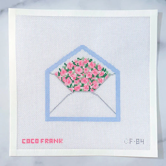 Coco Frank Love Letters Blue Needlepoint Canvas
