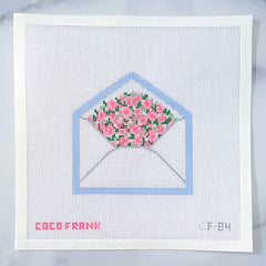 Coco Frank Love Letters Blue Needlepoint Canvas