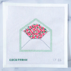Coco Frank Love Letters Green Needlepoint Canvas