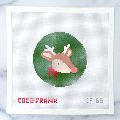 Coco Frank Reindeer Round Needlepoint Canvas