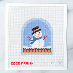Coco Frank Snowman Snow Globe Needlepoint Canvas