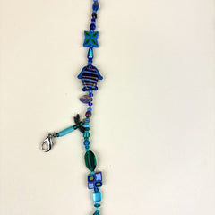 Colorful Beaded Polymer Clay Chatelaine Multi Fob Necklace - Rainbow