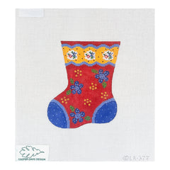 Cooper Oaks Design Linda Ragno Blue Dot Flower Mini Sock Needlepoint Canvas