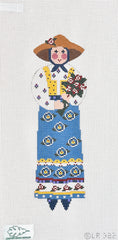 Cooper Oaks Design Linda Ragno Lady with Flowers Needlepoint Canvas - 13M