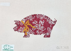Cooper Oaks Design Linda Ragno Pig Needlepoint Canvas - Red