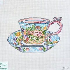 Cooper Oaks Design Susan Wallace Barnes Mildred's Teacup Needlepoint Canvas