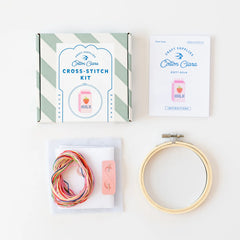 Cotton Clara Craft Kits & Supplies - Strawberry Milk Beginner Cross Stitch Kit