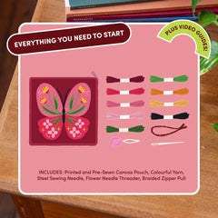 Craft Club Butterfly Bloom Needlepoint Pouch Kit
