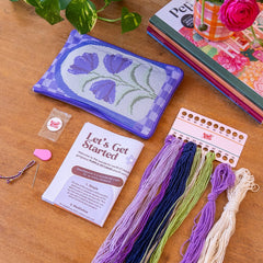 Craft Club Purple Petunias Needlepoint Pouch Kit