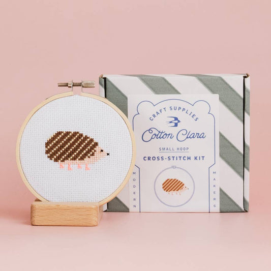 Cotton Clara Craft Kits & Supplies Hedgehog Cross Stitch Kit