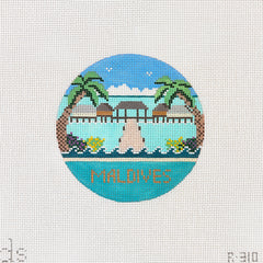 Doolittle Stitchery Maldives Travel Round Needlepoint Canvas