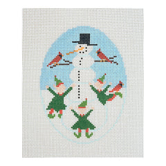 Doolittle Stitchery Elves and Snowman Needlepoint Canvas