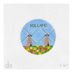 Doolittle Stitchery Holland Travel Round Needlepoint Canvas