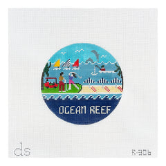Doolittle Stitchery Ocean Reef Travel Round Needlepoint Canvas