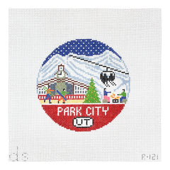 Doolittle Stitchery Park City Travel Round Needlepoint Canvas