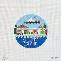 Doolittle Stitchery Shelter Island Travel Round Needlepoint Canvas