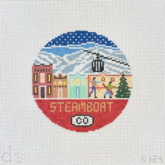 Doolittle Stitchery Steamboat Travel Round Needlepoint Canvas