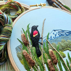 Jessica Long Embroidery Red-Winged Blackbirds Embroidery Kit