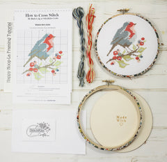 Stitchkits Crafts Robin and Berries Cross Stitch Kit