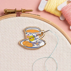 Caterpillar Cross Stitch Teacup Needle Minder