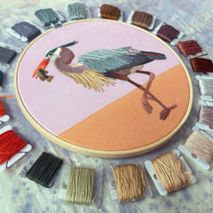Kate Wyatt Fine Art Great Blue Heron Embroidery Kit