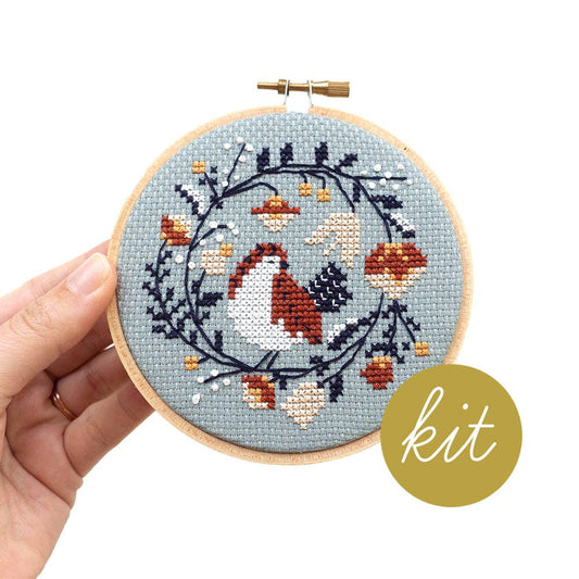 Junebug and Darlin Winter Bird Cross Stitch Kit