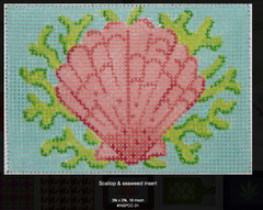 Kate Dickerson Needlepoint Collections Insert Scallop and Seaweed on Soft Caribbean Needlepoint Canvas