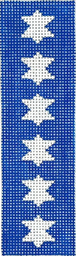 Kate Dickerson Needlepoint Collections Mezuzah Sparkly White Stars of David on Deep Blue Needlepoint Canvas