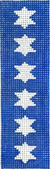 Kate Dickerson Needlepoint Collections Mezuzah Sparkly White Stars of David on Deep Blue Needlepoint Canvas